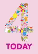 Cute 4th Birthday Card - For Her - Toys created by mrs L cards