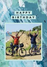 Personalised Birthday Photo Card created by Joy Jen Studio - Classic Birthday Card - Blue Abstract Photo Frame