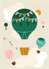 Classic Birthday Card - Hot Air Balloons - Sky created by Honesties Prints