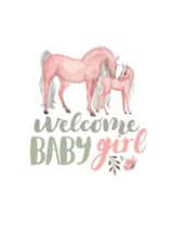 Cute New Baby Card - Welcome Baby Girl - Unicorns created by Elena O'Neill