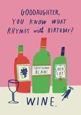 Funny Birthday Card - For Goddaughter - Wine created by Alice Mole Illustration
