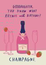Funny Birthday Card - For Goddaughter - Champagne & Strawberries created by Alice Mole Illustration