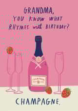 Funny Birthday Card - For Grandma - Champagne & Strawberries created by Alice Mole Illustration