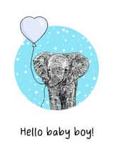 Cute New Baby Card - Elephant - Baby Boy created by Beth Higgins Art