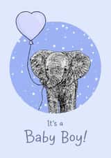 Cute New Baby Card - Elephant - Baby Boy created by Beth Higgins Art