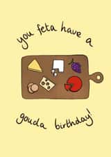Punny Birthday Card - Cheese Board - Feta created by CC Creative