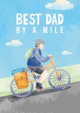 Cute Cycling Father's Day Card - Traditional Illustrated Dad Riding Bike created by Mythokell