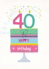 Classic Birthday Card - 40th - Cake created by Pencilface