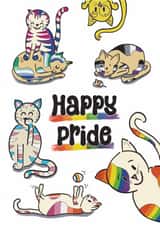 Cute Love & Friendship Card - Happy Pride - Pride Cats created by mimi & me designs