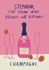 Funny Birthday Card - For Stepmum - Champagne & Strawberries created by Alice Mole Illustration