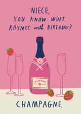 Funny Birthday Card - For Niece - Champagne & Strawberries created by Alice Mole Illustration