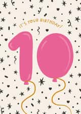Cute 10th Birthday Card - For Her - 10 Balloons created by The Pattern Press