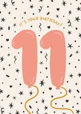 Classic Birthday Card - 11th - Balloons created by The Pattern Press