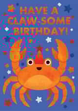 Cute Birthday Card - Party Crab - Pun created by Mossy Rock Designs