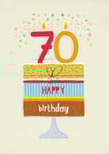 Classic 70th Birthday Card - Cake - Candles created by Pencilface