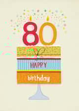 Classic 80th Birthday Cake Card - Cake & Candles created by Pencilface