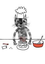 Cute Birthday Card - Cat - Baking created by Nic Squirrell