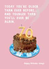 Cheeky 70th Birthday Card - Cake - For Her created by Holly Fox