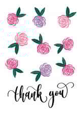 Classic Thank You Card - Roses & Elegant Calligraphy - For Friend or Teacher created by Creative Feel Designs