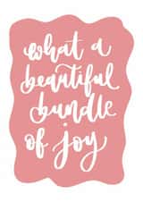 New Baby Card - Beautiful Bundle of Joy - Pink & White Minimalist Design created by Creative Feel Designs