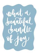 New Baby Card - Beautiful Bundle of Joy - Blue & White Minimalist Design created by Creative Feel Designs