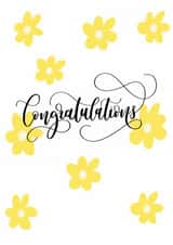 Congratulations Card - Yellow Floral Background - Modern Calligraphy Design created by Creative Feel Designs