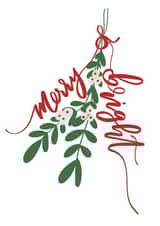 Christmas Card - Merry & Bright - Mistletoe Design in Green and Red created by Creative Feel Designs
