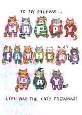 Cute Father's Day Card - Cat's Pyjamas - Stepdad created by Jelly Armchair
