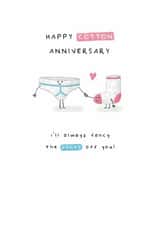 Cute 2nd Anniversary Card - Cotton - Fancy Pants (Blue Y-fronts & Pink Sock) created by Larry the Match