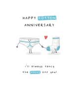 Cute 2nd Anniversary Card - Cotton - Fancy Pants (Blue Y-fronts & Blue Sock) created by Larry the Match