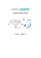Cute 2nd Anniversary Card - Cotton - Two Years (Pink Knickers & Blue Sock) created by Larry the Match