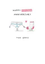 Cute 2nd Anniversary Card - Cotton - Two Years (Blue Y-fronts & Pink Sock) created by Larry the Match