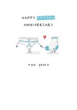 Cute 2nd Anniversary Card - Cotton - Two Years (Blue Y-fronts & Blue Sock) created by Larry the Match