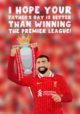 Liverpool Father's Day Card - Premier League Champions - Mo Salah created by Pink Peach Cards