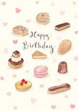Pretty Birthday Card - Cakes And Pastries created by Love Lucy Illustration