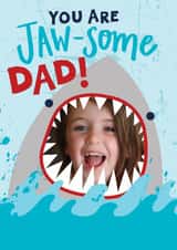 Personalised Father's Day Photo Card created by Beverley Hopwood Illustration - Cute Father's Day Card - Shark - Jawsome Dad