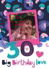 Personalised Birthday Photo Card created by Beverley Hopwood Illustration - Pretty Birthday Card - 30th - Big Love