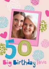 Personalised Birthday Photo Card created by Beverley Hopwood Illustration - Classic Birthday Card - 50th - Big Love