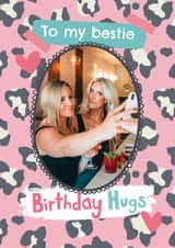 Personalised Birthday Photo Card created by Beverley Hopwood Illustration - Classic Birthday Card - For Bestie - Leopard Print Frame