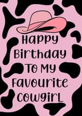 Favourite birthday cowgirl cow print created by Walt Crystals
