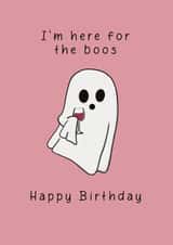 Punny Birthday Card - Ghost - Here For The Boos created by This is Fig