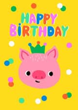 Cute Birthday Card - Party Pig created by little star piggy