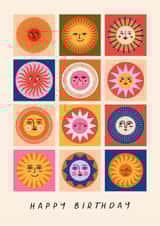 Arty Birthday Card - Sunshine - Faces created by Sad Girl Illustration