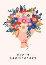 Pretty Anniversary Card - Flowers - Bouquet created by Sad Girl Illustration