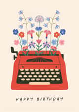 Pretty Birthday Card - For Her - Typewriter created by Sad Girl Illustration