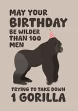 Funny Birthday Card - Men Versus Gorilla created by PopDogShop