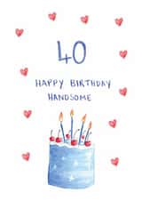 Classic Birthday Card - 40th - Cake - Handsome created by HCD Illustration