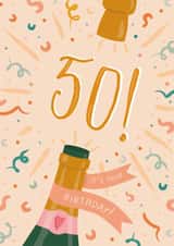 Classic 50th Birthday Card - For Her - Champagne created by The Pattern Press