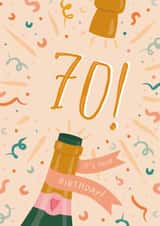 Classic 70th Birthday Card - For Her - Champagne created by The Pattern Press