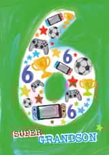 Classic Birthday Card - 6th - Super Grandson created by Rulu
